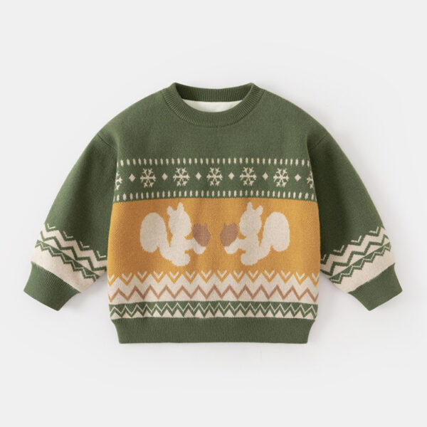 Animal Pattern Jacquard Baby Sweater