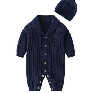 Baby Cable Knit One-piece Sweaters Set