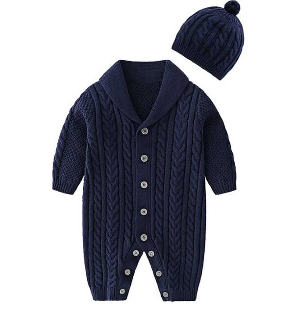 Baby Cable Knit One-piece Sweaters Set