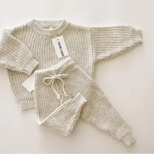 Ribbed Chunky Knitted Kids Pant Set