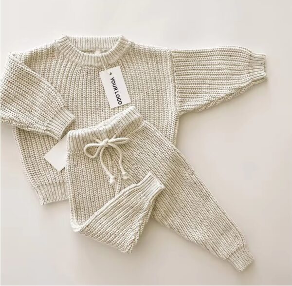 Ribbed Chunky Knitted Kids Pant Set