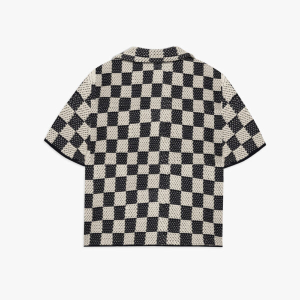 Checkered Polo Crochet Shirt Men