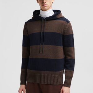 Wool Striped Knitted Hoodie Men