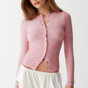 Elegant Knitted Crop Cardigan Sweater