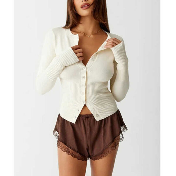 Elegant Knitted Crop Cardigan Sweater