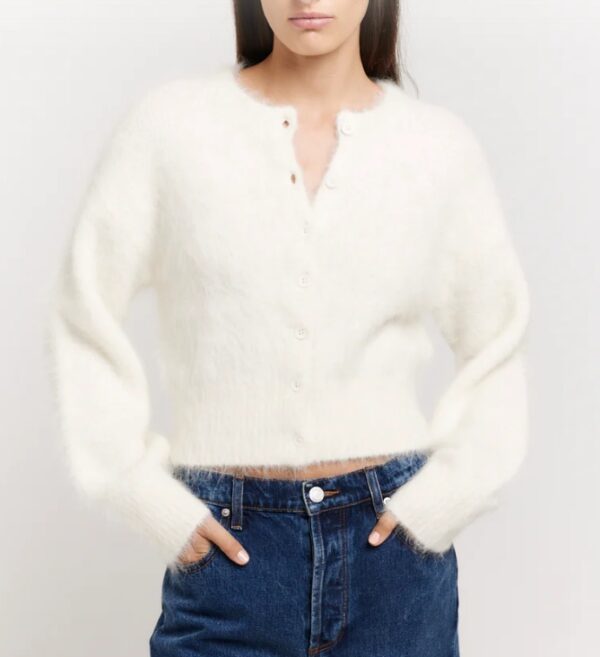 Brushed Alpaca Button Cropped Cardigan