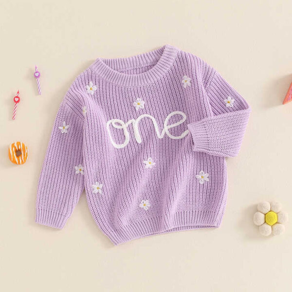 Baby Letters Knit Birthday Tops