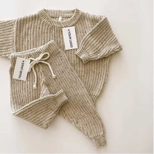 Ribbed Chunky Knitted Kids Pant Set