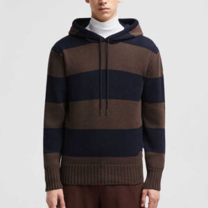 Wool Striped Knitted Hoodie Men