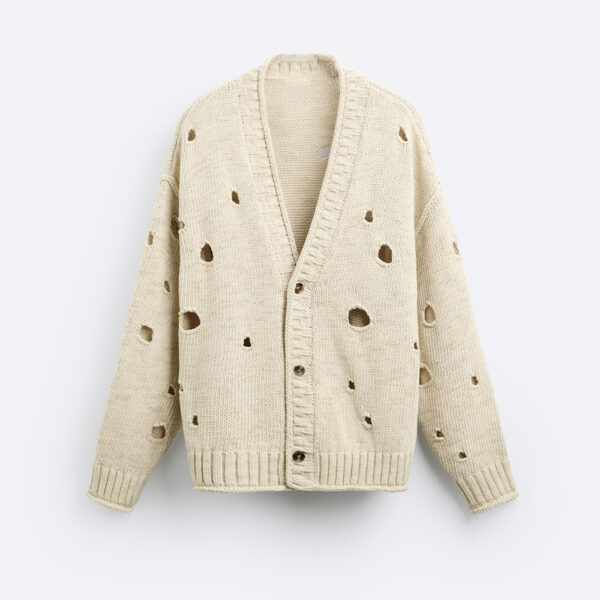 Button Men Cardigan With Holes