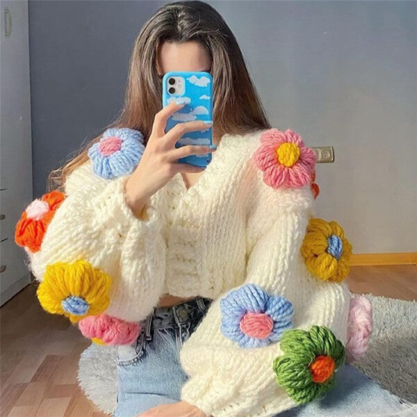 3D Flower Crochet Cardigan