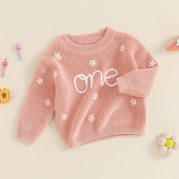 Baby Letters Knit Birthday Tops