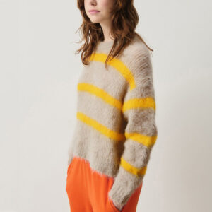 Striped Alpaca Fuzzy Sweater Women