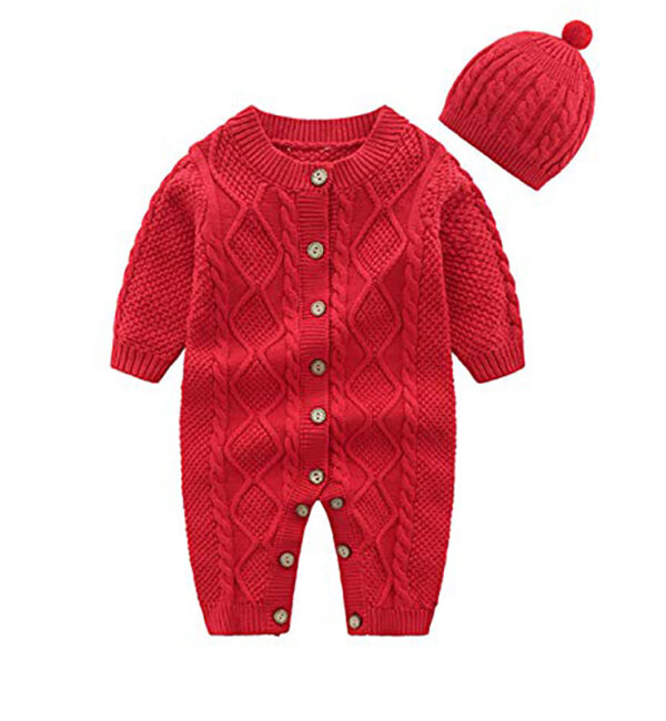 Baby Cable Knit One-piece Sweaters Set