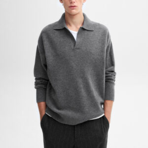 Cashmere Wool Knit Polo Men