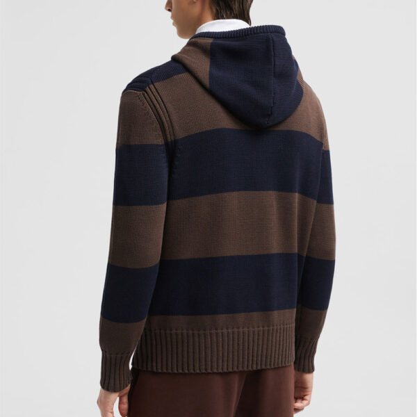 Wool Striped Knitted Hoodie Men