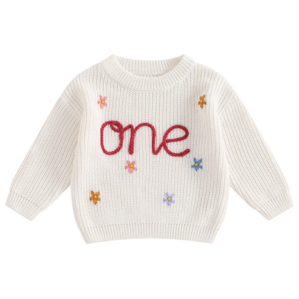 Baby Letters Knit Birthday Tops