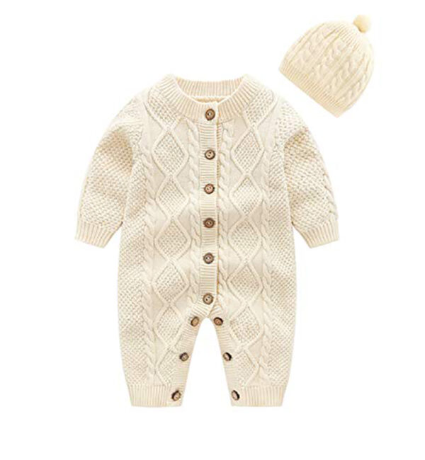 Baby Cable Knit One-piece Sweaters Set