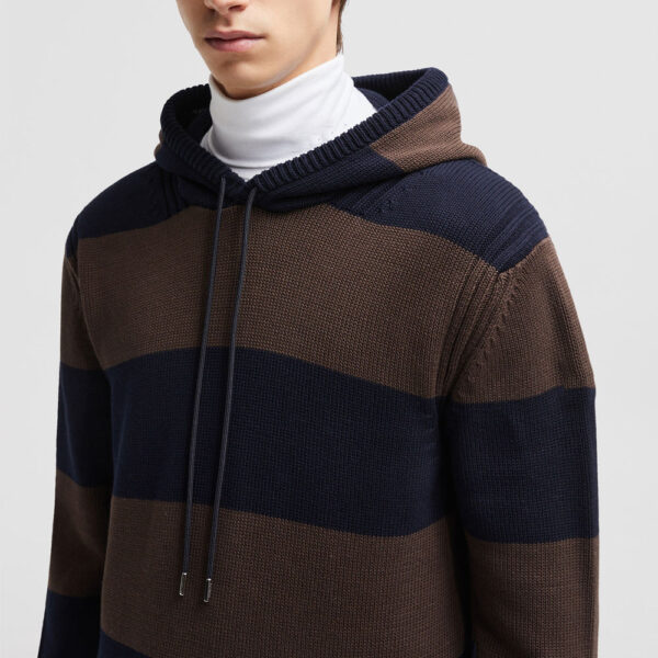 Wool Striped Knitted Hoodie Men