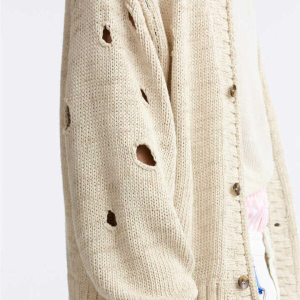 Button Men Cardigan With Holes