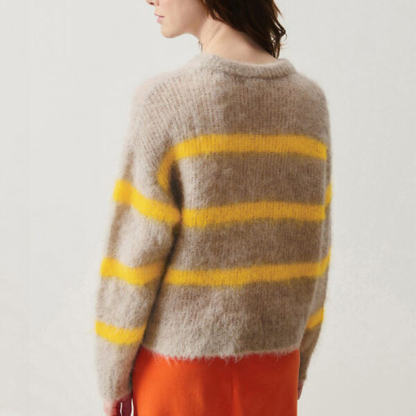 Striped Alpaca Fuzzy Sweater Women