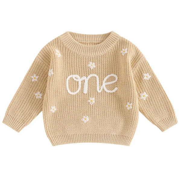 Baby Letters Knit Birthday Tops