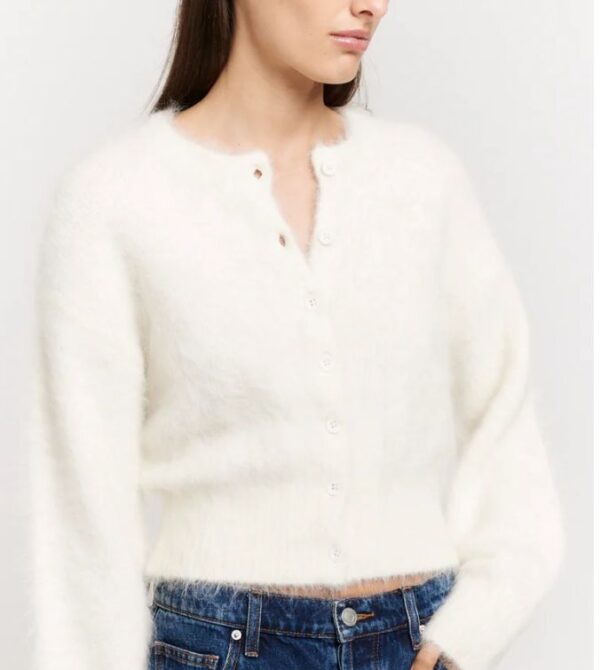 Brushed Alpaca Button Cropped Cardigan