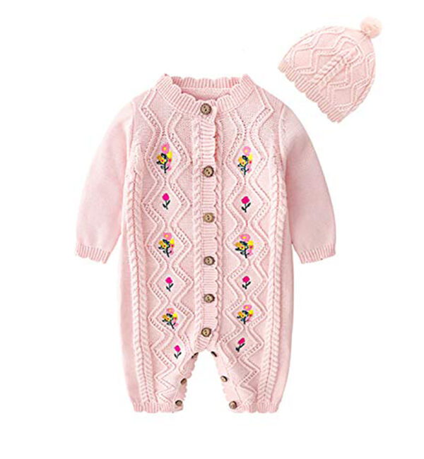 Baby Cable Knit One-piece Sweaters Set