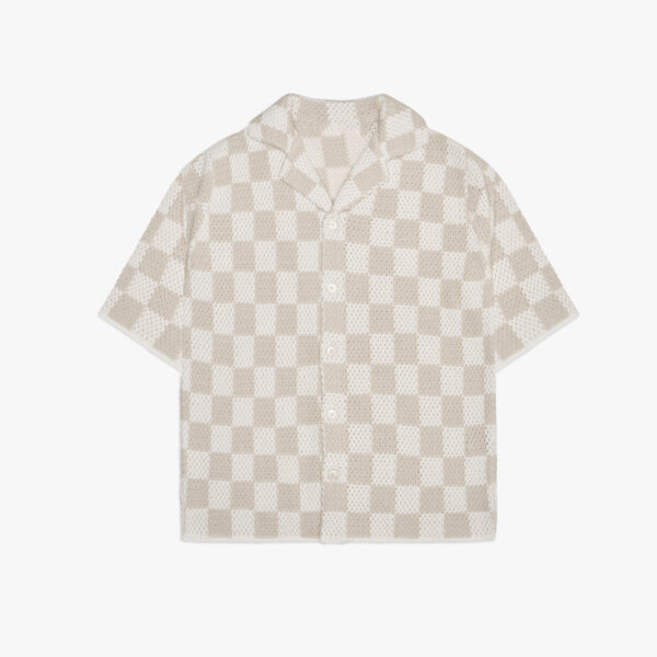 Checkered Polo Crochet Shirt Men