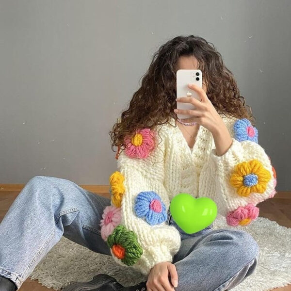 3D Flower Crochet Cardigan