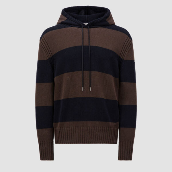 Wool Striped Knitted Hoodie Men