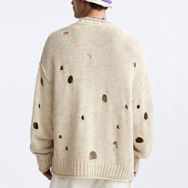 Button Men Cardigan With Holes