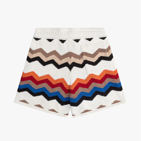 Wave Jacquard Knitted Shorts With Pockets