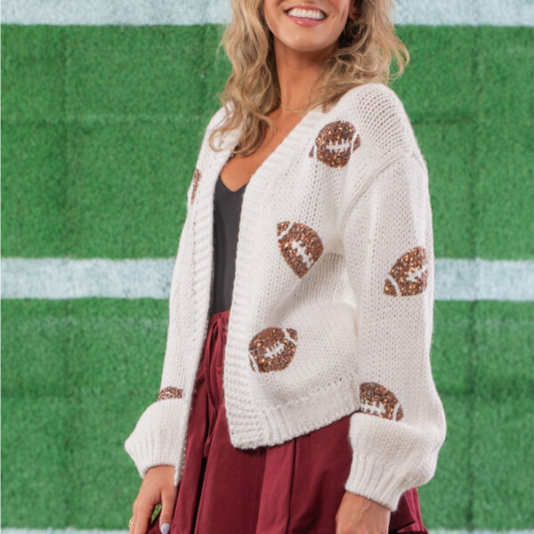 Knitted Sequin Football Cardigan