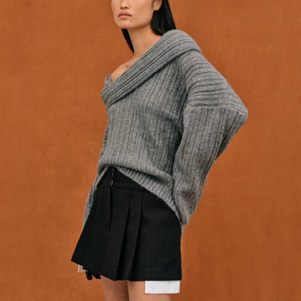 Oversized High Roll Knit Sweater Women