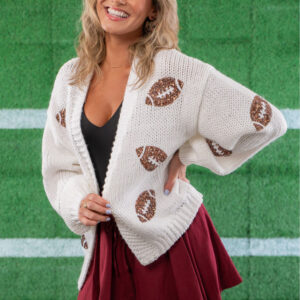 Knitted Sequin Football Cardigan