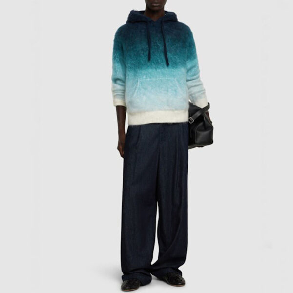 Gradient Mohair Hoodie Sweater Men