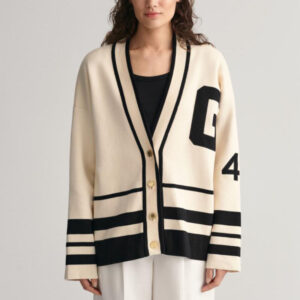 V Neck Varsity Cardigan Sweater