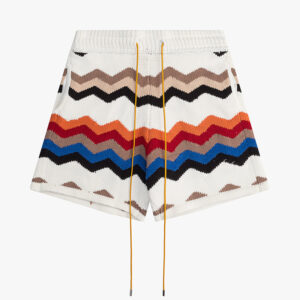 Wave Jacquard Knitted Shorts With Pockets