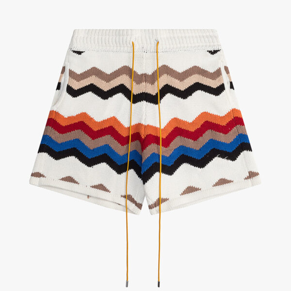 Wave Jacquard Knitted Shorts With Pockets