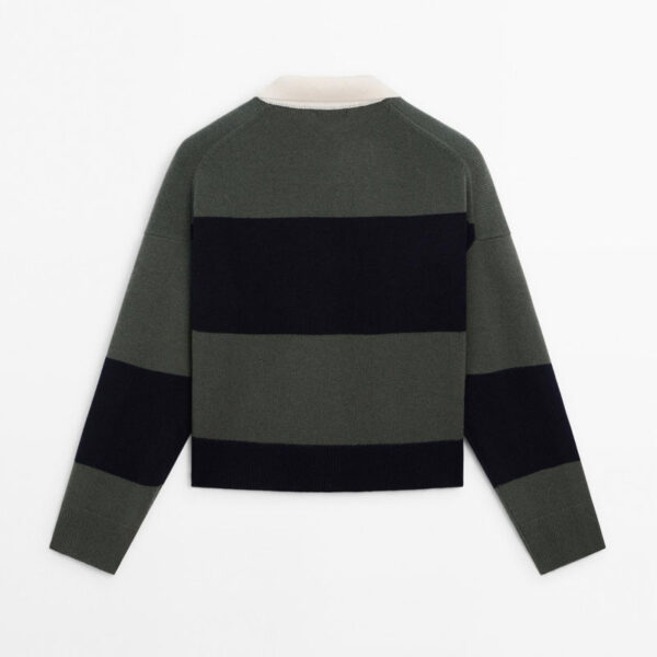 Striped Knit Polo Sweater Women