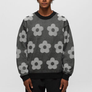 Flower Spot Jacquard Knitted Sweater Men