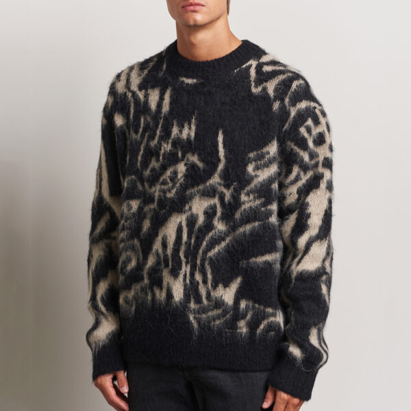 Alpaca Wool Brushed Jacquard Sweater Men