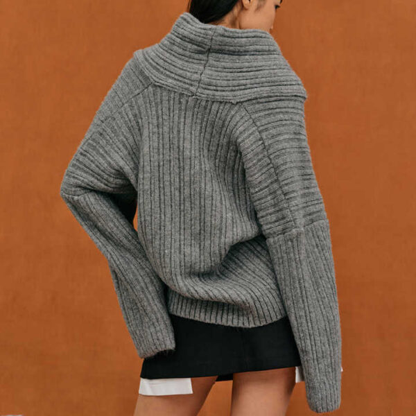 Oversized High Roll Knit Sweater Women