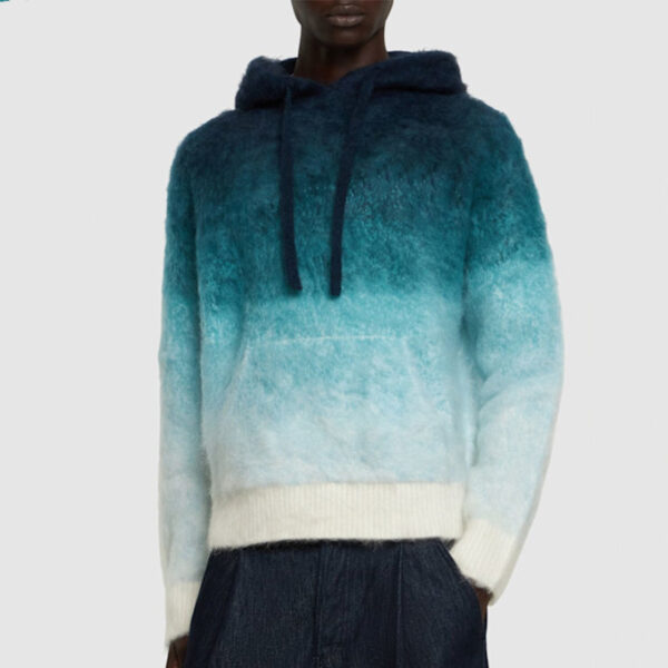 Gradient Mohair Hoodie Sweater Men