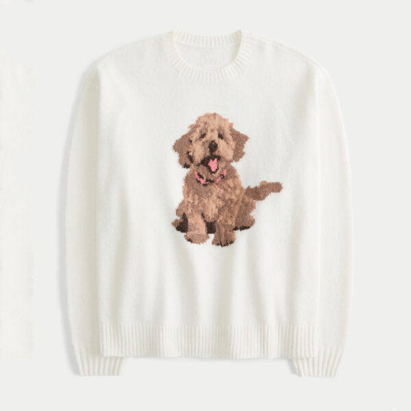 Puppy Graphic Intarsia Sweater Women