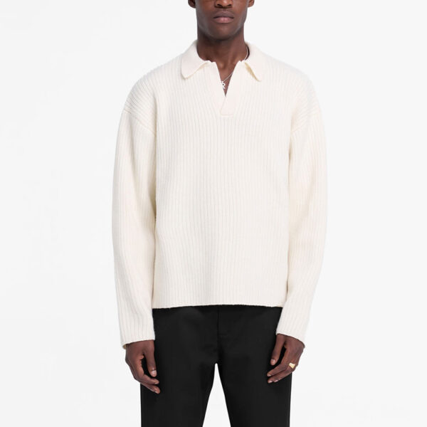 Ribbed Knit Polo Men