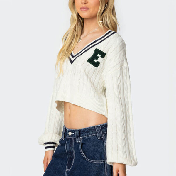 Cropped Cable Knit Sweater