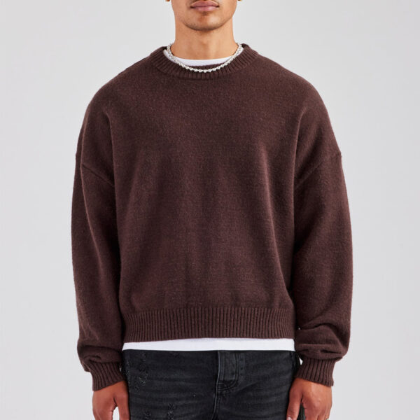 Fluffy Intarsia Men Knit Sweater