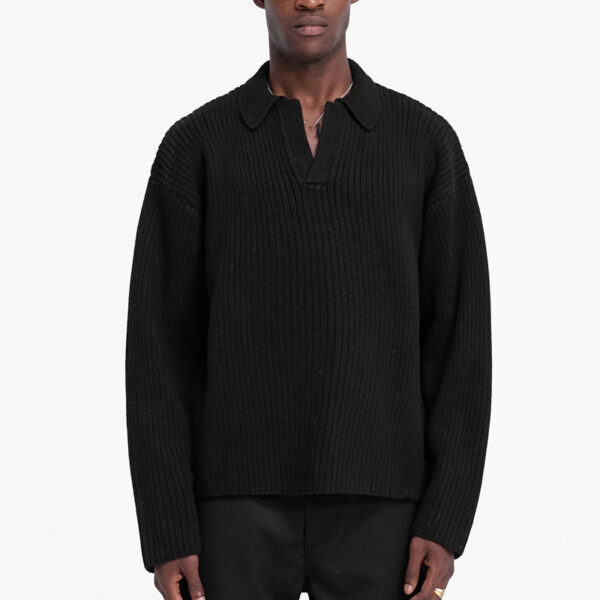 Ribbed Knit Polo Men